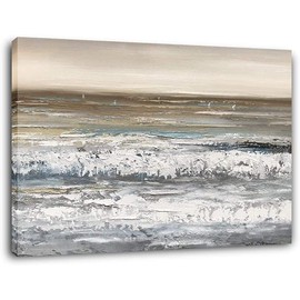 Yihui Arts Beach Pictures Wall Art Hand Painted Heavy Textured Seascape Oil Paintings For Living Room Decoration