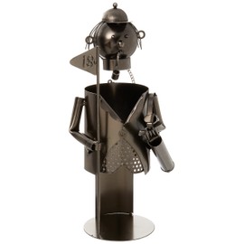 WINE BODIES Player with Golf Club Metal Wine Bottle Holder, Charcoal