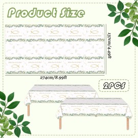 Communion Tablecloth, Confirmation Table Decoration, Christening Boy Decorative Tablecloth, Fish Communion Party Tablecloth Girls for First Communion Decoration, Christening Party Decoration, 137 x