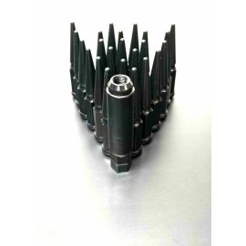 TJF AUTO 20PC 14X1.5 FIT CHRYSLER 300 BLACK 3/4'' WHEEL SPIKE LUG NUT CONICAL SEAT +KEY