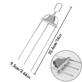HAIKING 3 Prong Stainless Steel Skewer, 1 PCS 3 Way Reusable Barbecue Accessories for Meat, Chicken, Sausages, Veggies, Shrimp (35.6 x 9.3cm/14 x 3.66in)