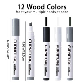BOPOVA Furniture Markers Touch Up, Wood Floor Scratch Repair Kit, 3 Colors Wood Markers for Scratches, Stains, Wood Floors, Tables, Desks, Cabinet, Bedpost (Black,White,Gray)