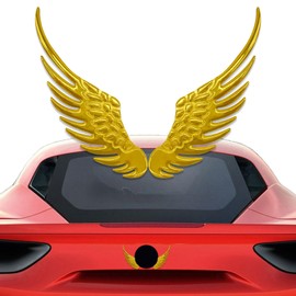 1Pair Alloy Metal Car Stickers, 3D Metal Stereo Wing Sticker, Hawk Eagle Wings Car Emblem, Angel Wings Car Sticker, Car Decoration Accessories for Cars, Trucks (Gold)