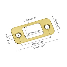 uxcell 2Pcs Door Strike Plate, 57mm x 25.5mm Stainless Steel Latch Deadbolt Replacement Lock Strike Plates for Door Frame Door Jamb Reinforcement, Gold