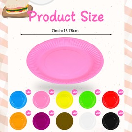 Lemecima 200 Pcs Paper Party Plates, 7" Disposable Paper Dessert Plates Assorted Colors Round Papers Plate Bulk for Parties Weddings Birthdays