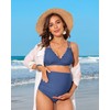 Charmo Maternity Scalloped Trim Bikini Set High Waist 2 Piece