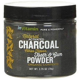 InVitamin Natural Whitening Activated Charcoal Powder for Teeth and Gums (Citrus) 2.75 oz