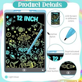 2Pcs Tablero electrónico 12 pulgadas ，pizarron magico， infantil juguete educativo portátil,pantalla a color para creación，reutilizable, borrable，Jugue