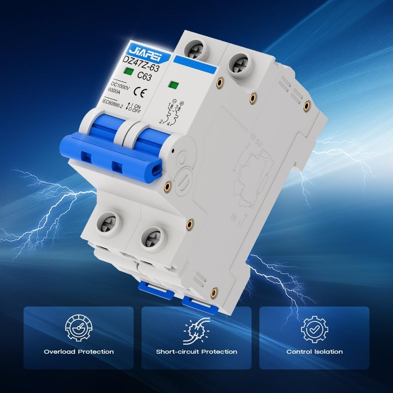 DC Miniature Circuit Breaker, 1000V 2 Pole 63 Amp Isolator