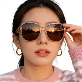 PAERDE T01 Women's Sunglasses Over Glasses Polarized Lens TR90 Frame Over Sunglasses Large Size UV400 UV Protection, Braun