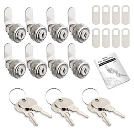 Naissian Cabinet Locks with Key,Mail Box Lock Set for Tool Box Furniture Cabinet Drawer Locks 1 1/8” Fits on 13/16inch Max Door Thickness, Pack of 8 Locks with 6 Keys Alike with Installation Guide