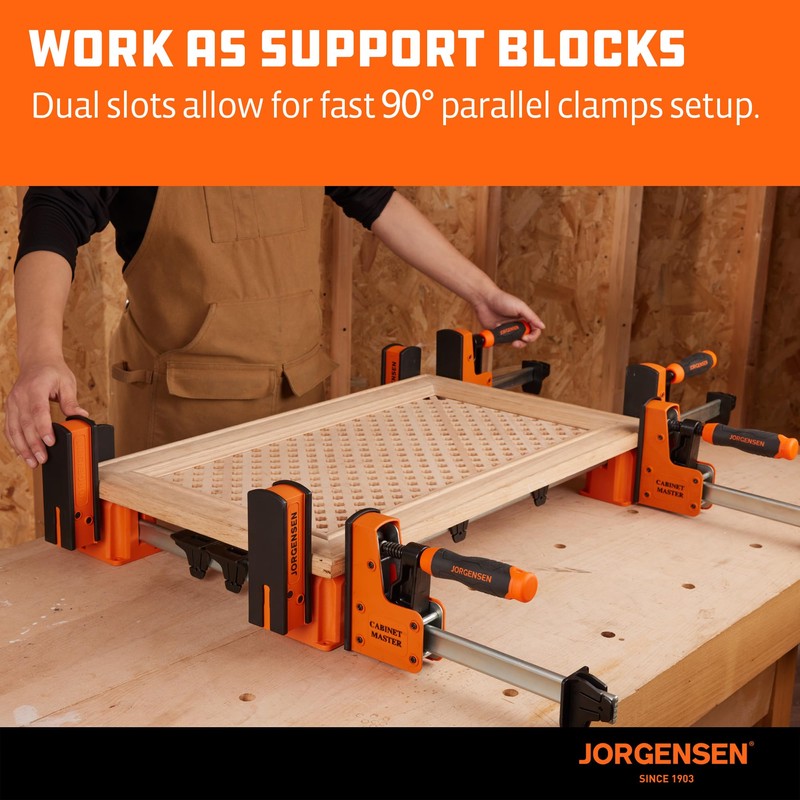 Jorgensen 3-in-1 Support Block, Cabinet Master Parallel Clamp Accessory, Woodworking