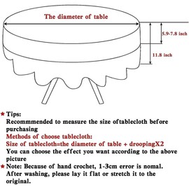 USTIDE 80cm White Round Handmade Crochet Sunflower Tablecloth Cotton Lace Table Doilies