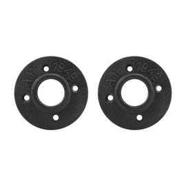 NearMoon Industrial Pipe Floor Flange, Heavy Duty Malleable Iron Pipe Fittings, Black Wall Mounted Vintage DIY Threaded Flange(2 Pack, 1 Inch)