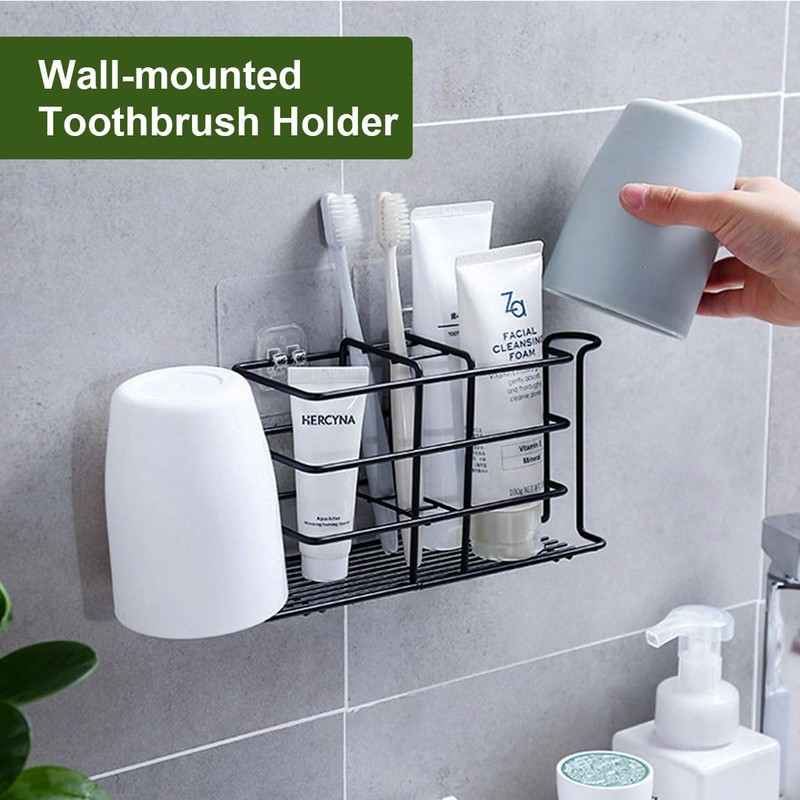 Toothbrush Holders for Bathrooms - Metal Countertop Toothbrush and Toothpaste