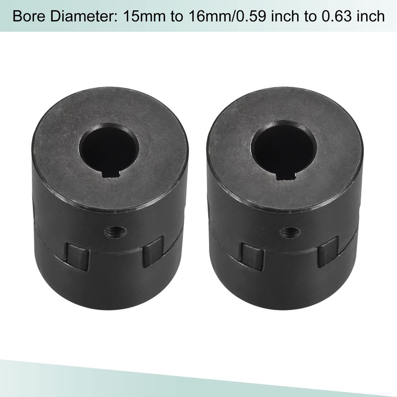 sourcing map Flexible Coupling Shaft 15 mm to 16 mm