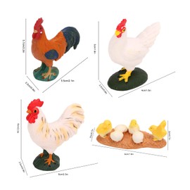 Dilwe Farm Chicken Animal Toy, 4 Portable Realistic Chicken Figures, Chick, Rooster, Hen, Model for Over 3 Years