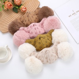 Kids' Striped Bunny Ear-Muff Thermal Mask with Earmuffs for Cycling - Extra Thick Winter Warmth One Size / Integrated Earmuff Mask 20ea