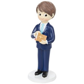 Mopec Figure Communion Child Suit and Bible, Polyresin, Navy Blue, 6.5 x 6.5 x 17 cm