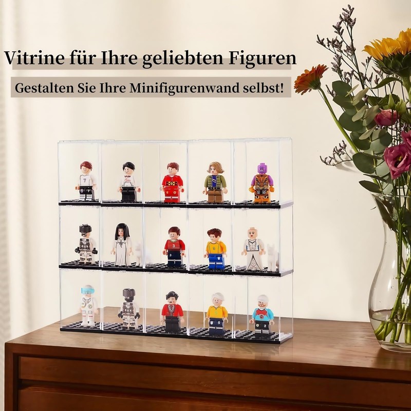 Pack of 12 Mini Figure Display Cabinets, Acrylic Display Case