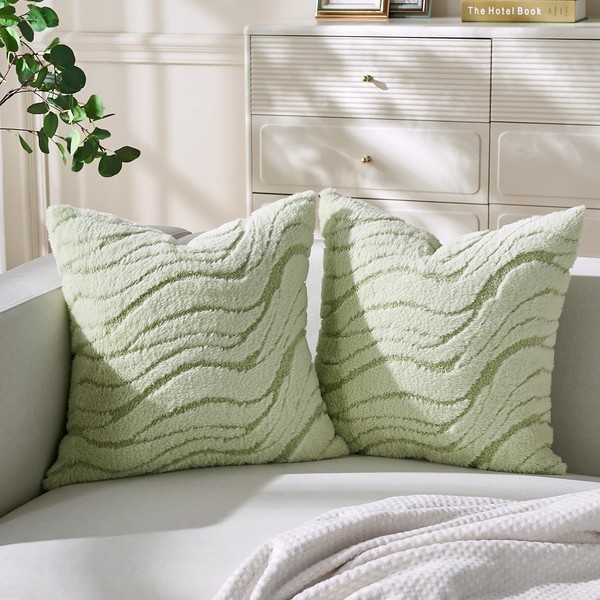 BonBotimen Cushion Covers 45 x 45 cm Plush Velvet Green