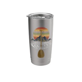 Vintage Retro Canoe Paddle & Mountains Rafting Stainless Steel Insulated Tumbler