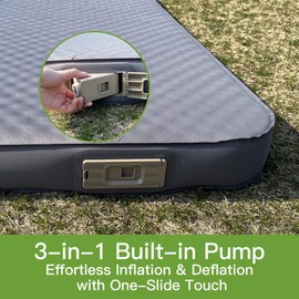 4" Ultra-Thick Self-Inflating Sleeping Pad with 3-in-1 Rechargeable Pump, Air Adjustable Foam Camping Mattress, 9.5R Heavy-Duty Double Sleeping Pad for Car, Truck, Van, Rooftop Tent – 4-Season Use