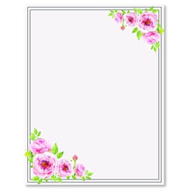 100 Stationery Writing Paper, with Cute Floral Designs Perfect for Notes or Letter Writing - Pink Roses