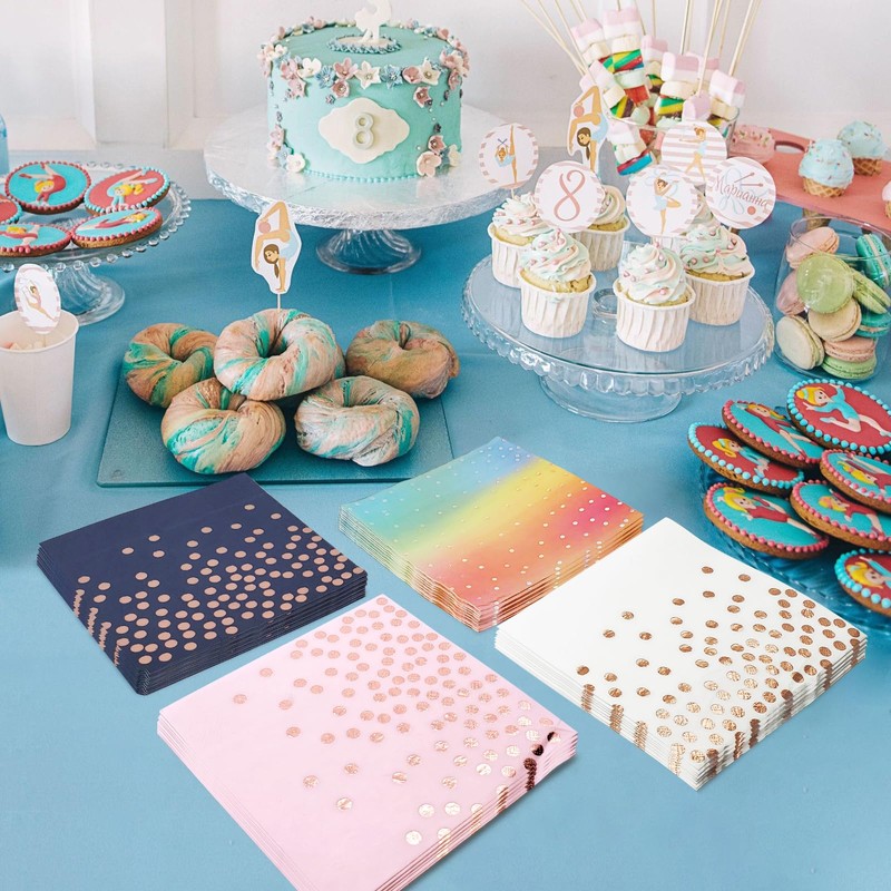 13 x 13 In Purple Cocktail Napkins,Purple and Gold Beverage