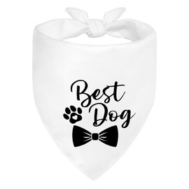 ZBBFSCSB Best Dog White Dog Bandana, Wedding Engagement Photo Prop for Dogs Lover, Bridal Shower Gifts, Getting Married Outfit Puppy Scarf for Groomsmen, Christmas Birthday Gifts for Dogs Mom Dad