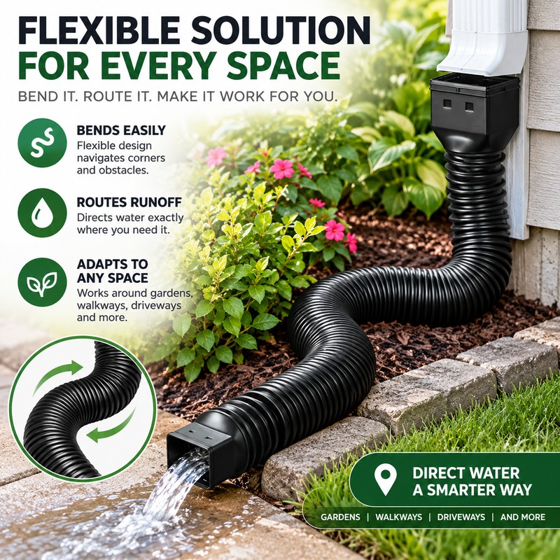 Retractable Downspout Extension for Rain Gutters – Adjustable Drainage Extender
