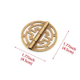 HJGarden 2pcs Antique Brass Round Hollow Jewelry Box Hinge Decorative Hinges with Mounting Screws, Bronze