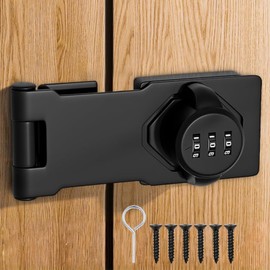 Cabinet Combination Lock 3-Digit Cabinet Password Hasp Locks Household Rotary Hasp Locks Zinc Alloy Door Security Slide Latch Lock for Drawers, Cabinets, Barn Door, Garage (Black, 97mm/3.8in)