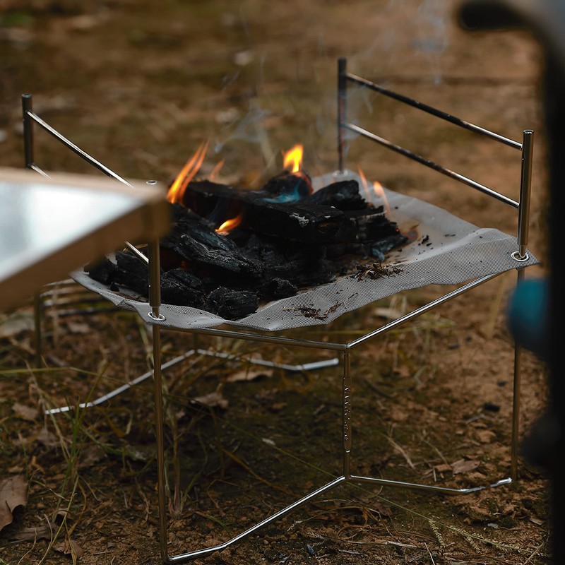 CAMPINGMOON Portable Mesh Fire Pit with Cooking Grate (L 16.5''