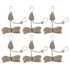 Kellegour 6 Pack Tent Guy Ropes with Pulley,4mm Reflective Cord Tent Guide Rope,Reflective Tent Guy Ropes,Tent Camping Cord with Pulley for Camping,Hiking,Tent,Tarpaulin,Awning (13.12ft/4m,Brown)