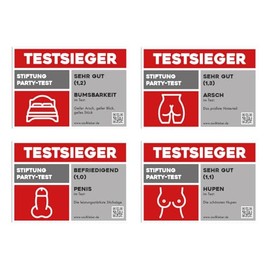 Saufkleber Test Winner Set - 80 Funny Party Stickers (7.4 x 10.5 cm) for JGA, Malle, Festivals & More - Vinyl, for Various Surfaces, Cartoon, Fox, Animal Print, Star, Heart, Leaf, Sea