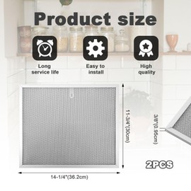 2pcs for Allure Range Hood Filter for Broan, 14.25x11.81in Aluminum Mesh Stove Vent Filter for Replacing BPS2FA30 99010299 99010305 AP3378953 & More
