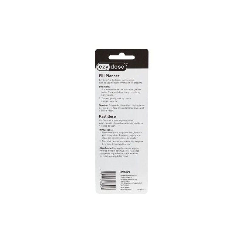 Apothecary 67004 Pastillero Semanal Pequeño, Tipo Rectangular, Surtido