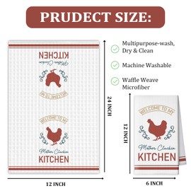Chicken Kitchen Towels, Dish Towel with Sayings, Funny Chicken Waffle Weave Towels, Chicken Absorbent Dish Cloths Tea Towels for Kitchen Bathroom Decor, Towel for Cooking Baking Home Decorations