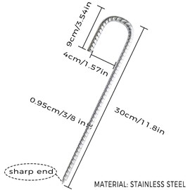 Heavy Duty Steel Ground Stakes, J Hooks, Anchors, Anchor Stakes, Tent Stakes, Garden Stakes - Suitable for Tents, Trampolines, Bounce, Camping, Football Nets, Football Nets (4)