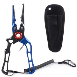 Fishing Pliers Titanium Alloy Fishing Pliers Hook Remover Braided Line Cutter with Spiral Band Saltwater Fishing Equipment Split Ring Hook Remover Snap Ring Pliers Fishing Gifts for Men