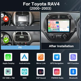 Inefala 8-Core 4+64G Android 13 Car Stereo Upgrade Radio for Toyota RAV4 2001-2006, 9'' HD Touch Screen with Wireless CarPlay & Android Auto, AHD Backup Camera, Mirror Link, GPS Navigation
