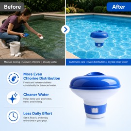 Floating Chlorine Tablet Dispenser for Pools & Spas – Adjustable 1-Inch Tablet Feeder with Locking Cap