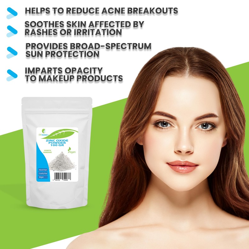 Zinc Oxide Powder - 100 gr - Cosmetic Ingredient, high