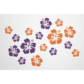 WANDfee Wall Tattoo Hibiscus Flowers Hibiscus Flowers Choice of Colours Wall Sticker Tile Stickers Orange Purple