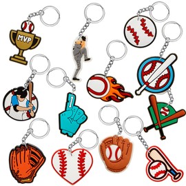 Batiyeer 36 Pack Sports Keychains Sports Ball Key Ball Keychain Bulk for Sports Birthday Party Favors (Baseball)