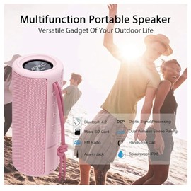 Xeneo X21 Portable Bluetooth Outdoor Speaker Waterproof, FM Radio, Micro SD Card, Pink