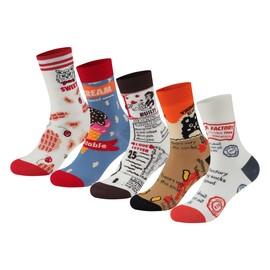WARMVIN Funny Socks for Women Novelty Fun Crazy Funky Cute Crew Calf Sock for women Sock 5 Pairs