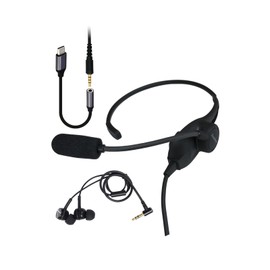 SOUNDWARRIOR Neckband Type Headset, Neck Microphone, Wired Earphones, Made in Japan, USB-C Adapter Included