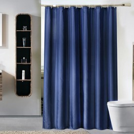 Lkw Ogechi 300 CM Extra Wide Navy Blue Waterproof Shower Curtains, 200/220/240 CM Drop Polyester Shower Curtain, Washable Quick Drying Mildew Proof Bathroom Curtain with Weighted Hem (300x200cm)